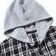 thumbnail image 5 of Ceisia Men's Casual Plaid Patchwork Hooded Button-Up Long Sleeve Shirt Gift, 5 of 9