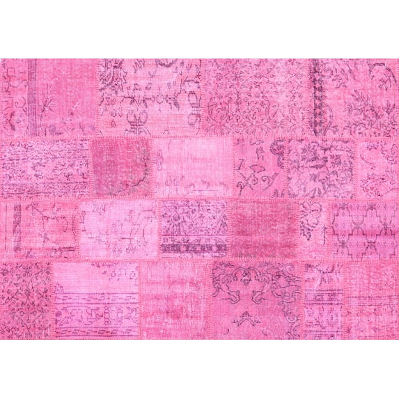 Ahgly Company Indoor Rectangle Patchwork Pink Transitional Area Rugs, 2' x 3'