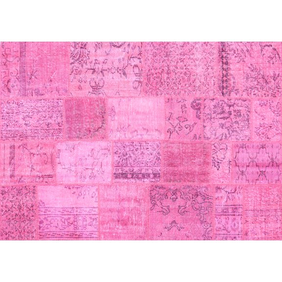 Ahgly Company Indoor Rectangle Patchwork Pink Transitional Area Rugs, 5' x 8'