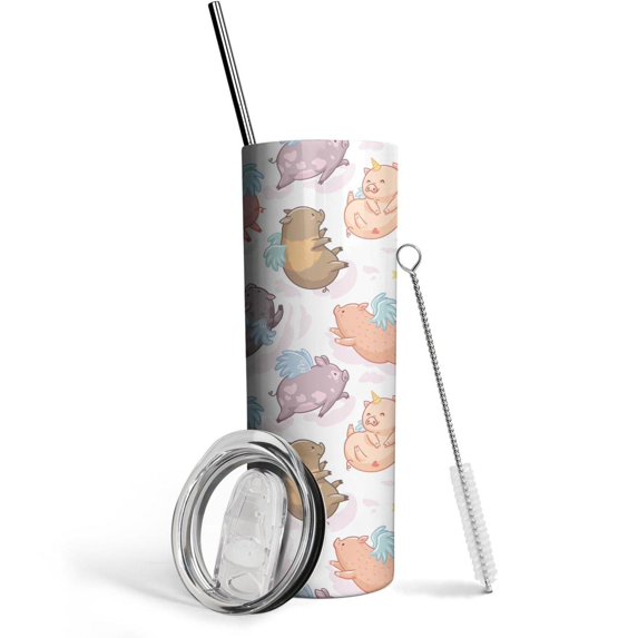 Pig Gifts for Pig Lovers - Pig Tumbler Pig Cup with Lid and Straw - 20 Oz Stainless Steel Insulated Water Bottle - Birthday Christmas Gift