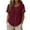 Wine, variant on Ashirexll Summer Tops for Women Casual Linen Blouse Short Sleeve Floral Embroidery Lace Detail Summer Top for Daily