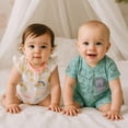 thumbnail image 5 of HWJAD Baby Boys 2-Pack Cotton Short Sleeve Rompers Everyday Summer Snap-Up Jumpsuit, Whale+Bear, 5 of 6