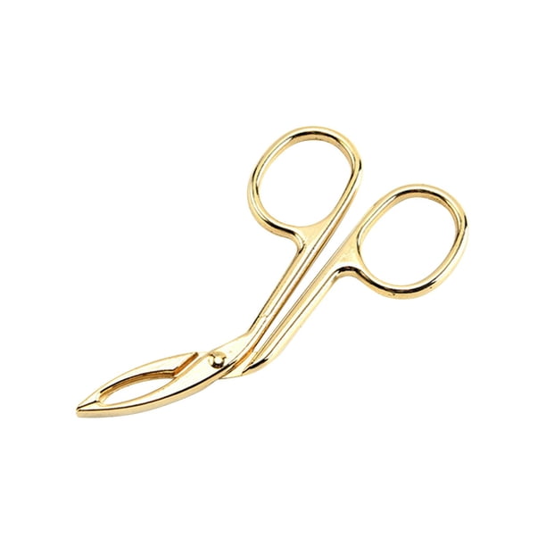 Tijeras profesionales con forma de pinza para cejas, pinza para el pelo de la nariz, herramienta plana Dorado
