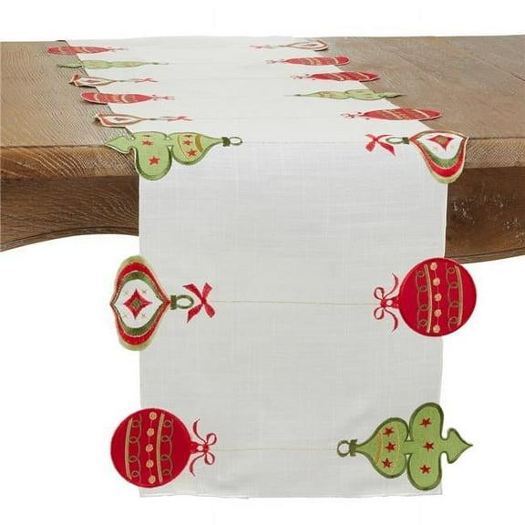 Saro Lifestyle Embroidered Ornaments Table Runner