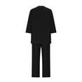 thumbnail image 5 of 2 Piece Sets for Women, Women's Casual Trousers Suit Set Comfortable Round Neck Long Pants Outfit For Daily Wear Vacation Spring Summer Fall, Suits(Black,3XL), 5 of 7