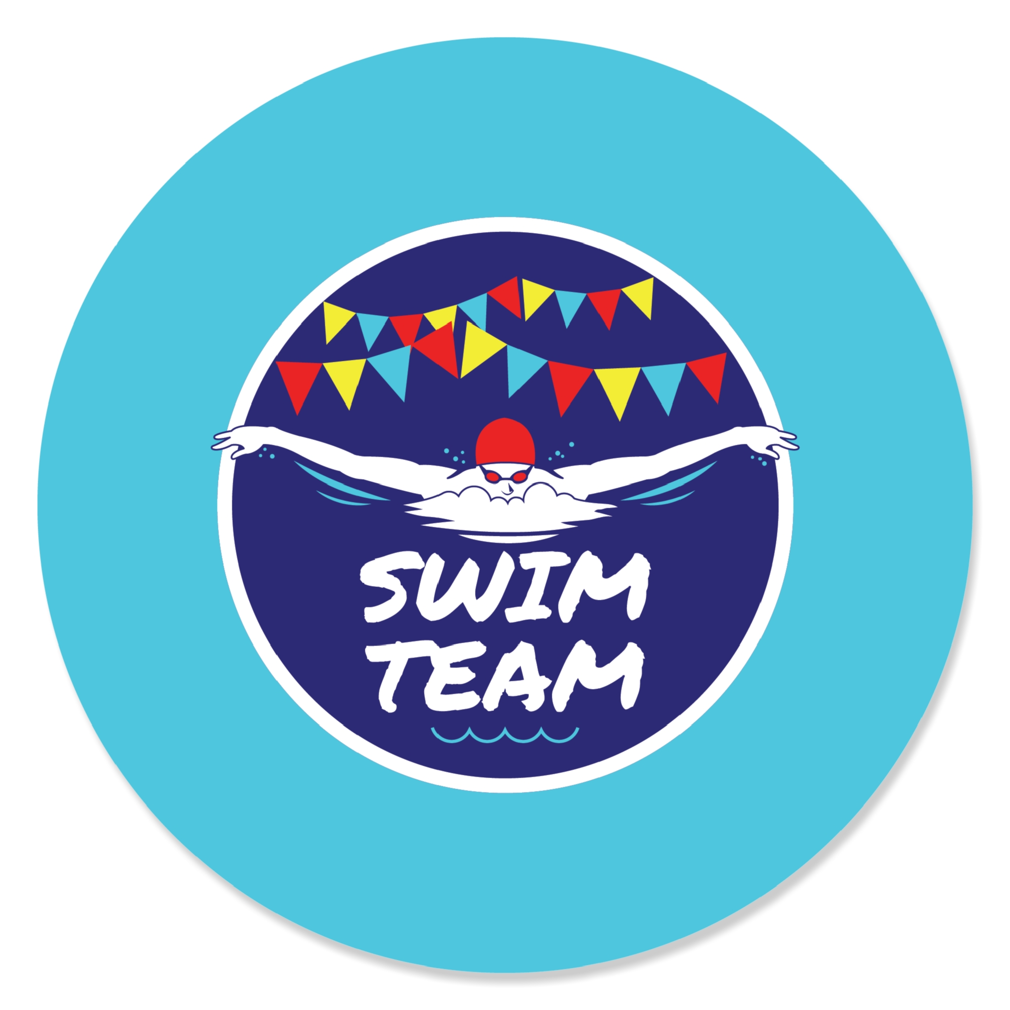 Big Dot of Happiness Making Waves Swim Team Swimming Party or Birthday Party Circle Sticker
