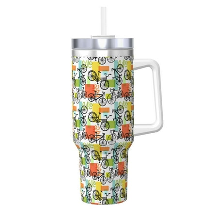 

Matuu Retro Bike for 40OZ Ice Cup with Handle Durable Thermal Cups Keep Drinks Cold and Hot Insulated Car Mug with Lid