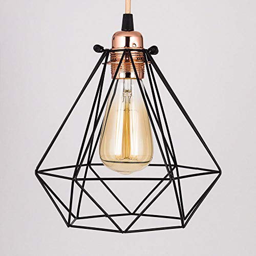 Energy Class A ++ CraftThink Lamp Holder Bulbs Hanging Loft Diamond Cage Metal Lampshade Hanging Lamp Ceiling Lamp Pendant Lamp - TYP A Retro E26 Industrial Pendant Lam