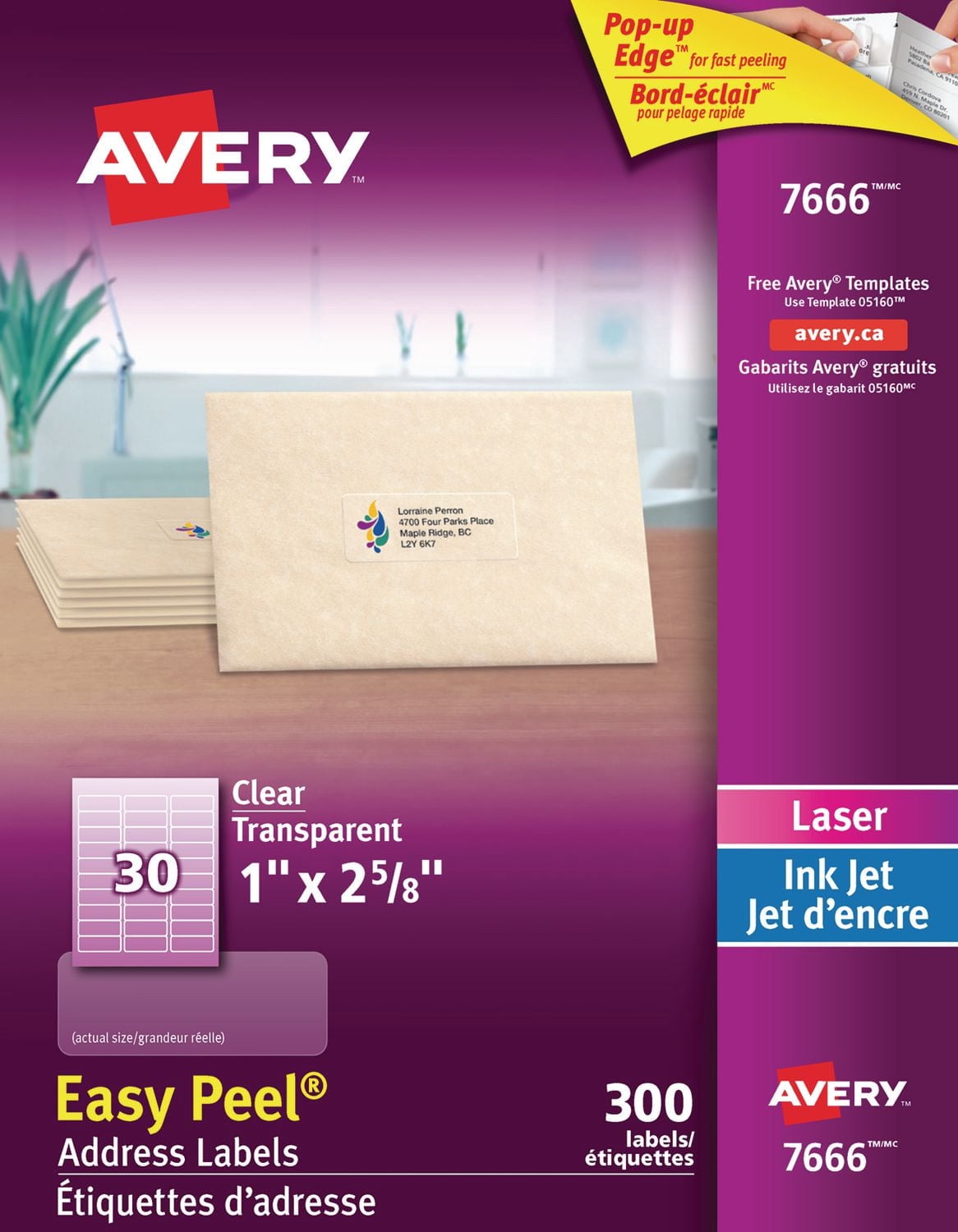 7666 - Clear Address Labels , 1" X 2 5/8", Rectangle