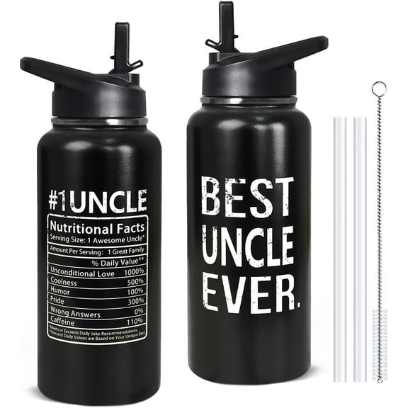32oz Uncle Stainless Insulated Aater Water Bottle with Straw,Uncle Gym Hiking Sports Coffee Mug Cup Water Bottles,Uncle Decor Stuff Accessories