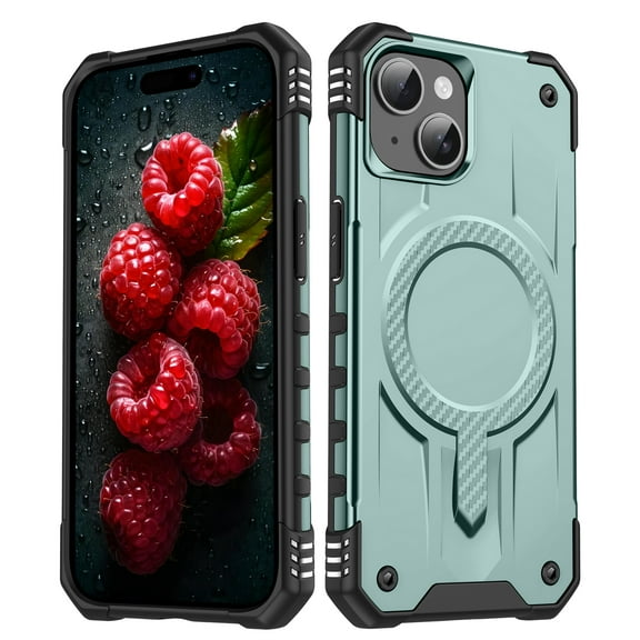 for iPhone 14 Magnetic Case [Support Wireless Charging & Car Mount], Heavy Duty Rugged Shockproof Military Grade Protection Tough Durable Cover for iPhone 14, Midnightgreen