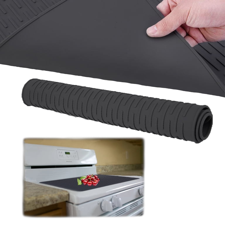 Silicone Stove Top Cover For Electric Stoves - 30x21 Inch Heat Resistant Mat, Protector & Dish Drying Mat (Black)