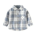 thumbnail image 2 of UQJfacai Boys Long Sleeve Button Down Shirt Kid Toddler Plaid Shirts Boys Casual Lapel Collar Western Tops with Pocket 1-10 Years, 2 of 7