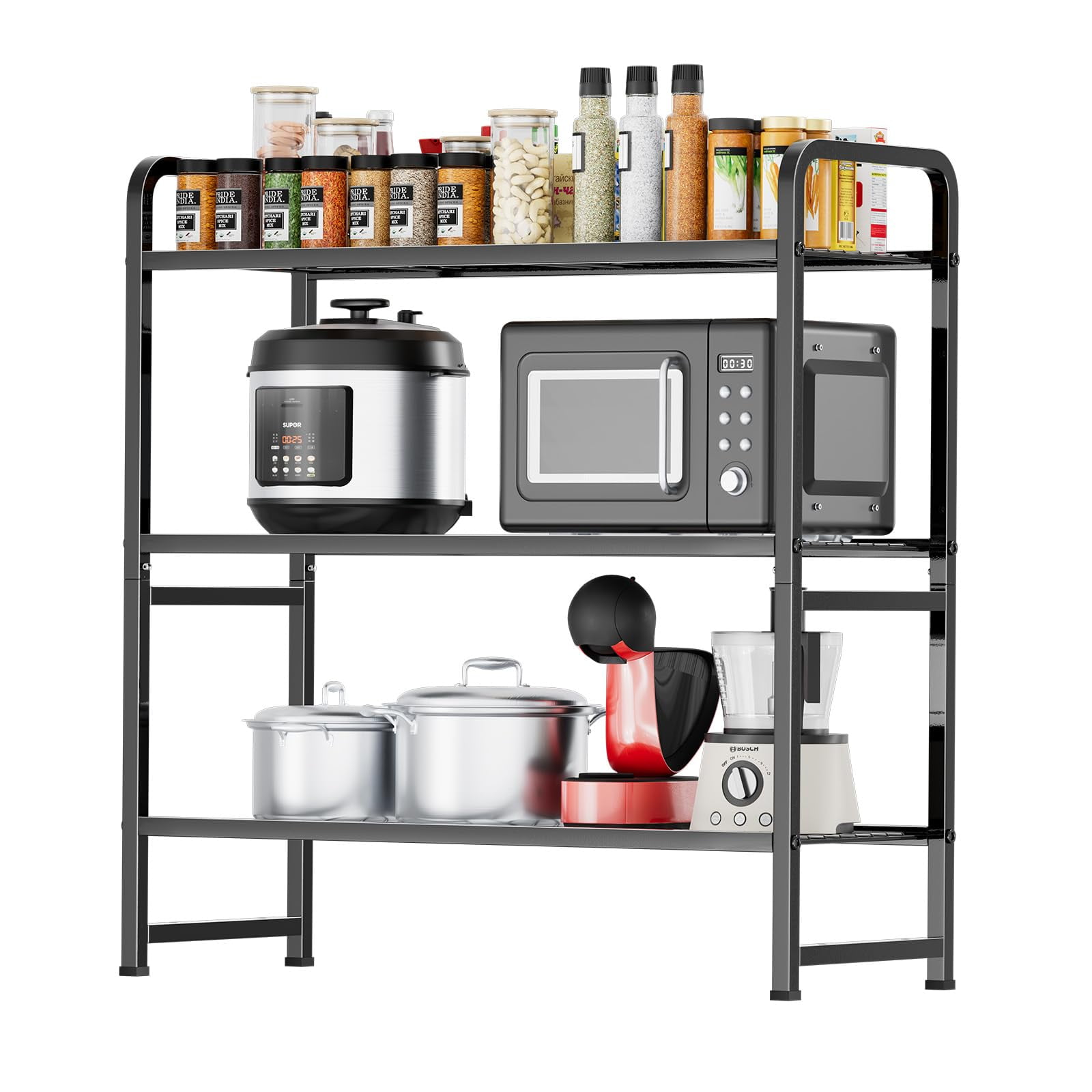 3-Tier 30" Wide Wire Shelving Unit Heavy Duty Metal Storage Shelves, 250 lb Load Capacity, Black