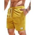 thumbnail image 2 of Mens Corduroy Shorts Casual Elastic Waist Drawstring 2026 Summer Beach Lounge Short Yellow 2XL, 2 of 5