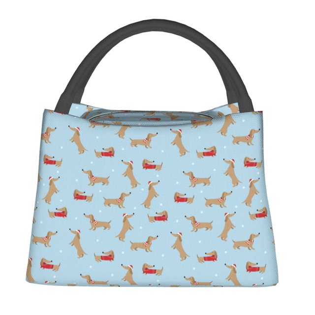 Easygdp Dachshund Dog Bolsa de Almuerzo Insulada Reutilizable, Bolsa de Mano y Bandolera para Oficina, Trabajo, Viajes