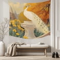 thumbnail image 5 of White Peacock Elegant Large Tapestry for Bedroom Wall Hanging Tapestry,Vintage Garden Floral Botanical Ceiling Backdrop Tapestries Poster Blanket Wall Decor for Teens Room Living Room Dorm 86" x 104", 5 of 8
