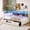Beige & Nile Oak, variant on Twin Corner Bed Frame with Storage, Velvet Daybed with 4 Drawers, 9 Bookcases, Charging Station & LED Lights, Upholstered Twin Bed, Space Saving, No Box Spring Needed Grey