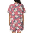 thumbnail image 6 of Fuzoiu Rose Flowers Print Women's Short-Sleeved Pajama Set,Lounge Sleepwear Set,Womens Pajama Sets 2 Piece,Button-Up Top and Shorts with Pockets-Medium, 6 of 7