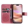 thumbnail image 4 of Allytechgroup for iPhone 16 Case Wallet, Sunflower Embossed PU Leather Flip Cover Stand Hand Strap Shockproof Stylish Cards Slots Phone Case for iPhone 16, Pink, 4 of 7
