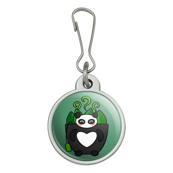 Green Tea in Giant Panda Bear Mug Jacket Handbag Purse Luggage Backpack Zipper Pull Charm
