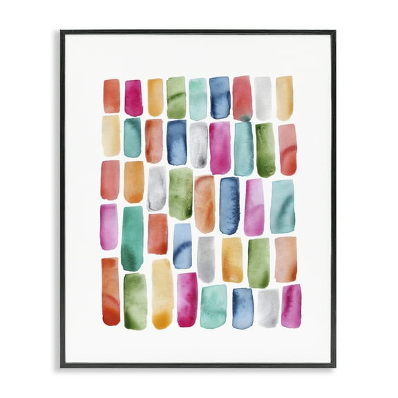 Stupell Industries Bright Abstract Brushstrokes Abstract Painting Black Framed Art Print Wall Art, 11 x 14