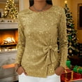 thumbnail image 5 of ClodeEU Women's Round Neck Long Sleeve T Shirts with Sequin Bow Tie,Trendy Tunic Tops Gold,Womens Plus XXL, 5 of 5