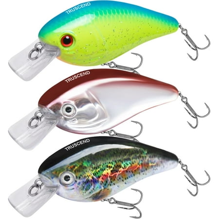 TRUSCEND Shallow or Deep Diving Crankbait with BKK Hooks Wobble Fishing Lures for Bass Trout Crappie Walleye Sinking Lipless Vibe Crank Bait for Bass Pike Amazing Swimbait for Family Fishing