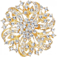 thumbnail image 1 of (Oro) Ramillete con broche de flores nupciales de inspiración vintage de cristal austriaco, 1 of 5