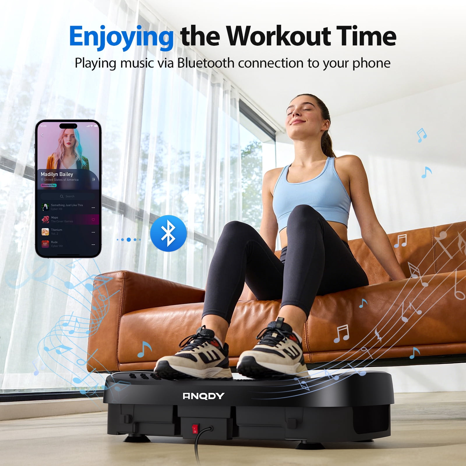 Anqdy Vibrating Platform Exercise Machine 120 Speed Levels, 9 Program Modes, Full Body Workout, LCD Display, 450 lb Max Load, Black, 1 Count