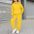 thumbnail image 3 of Boy's Girl's Trendy Dance Sweatsuits 2 Piece Kids Sports Hoodie Sweatshirts and Jogger Trackpants Running Exercise Set 2-13Y,Yellow 2-3 Years, 3 of 7