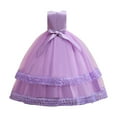 thumbnail image 3 of FAOWME Kids Princess Dress Long Mesh Tutu Dress Girl Performance Piano Dress Purple 16-17 Years, 3 of 8