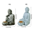 thumbnail image 3 of Meditating Buddhas Figurine Stone Sculpture with Tealight Holder Meditation Statue Garden and Indoor Decoration, 3 of 8