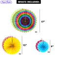 thumbnail image 6 of Big Mo's Toys Paper Fans  Pink Green And Blue Mexican Fiesta Party Decorations Supplies Paper Fan Rosettes, 6 of 7