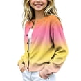 thumbnail image 3 of Cethrio Girls Knitted Cardigans Size 7-8 Years, Long Sleeve Button Front Fall Winter Gradient Color Fall Winter Sweater Watermelon Red, 3 of 5