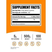 BulkSupplements D-Ribose Powder - Dietary Supplement, Ribose Supplement - Unflavored, 5g per Serving, 500g (1.1 lbs)