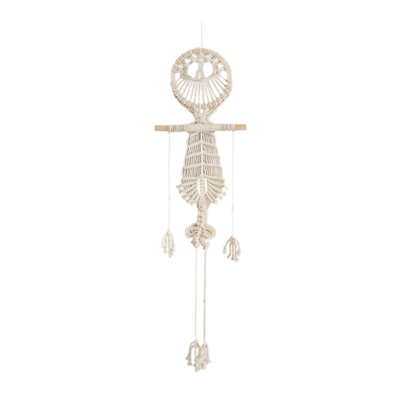 Macrame Wall Hanging Tapestry Human Skeleton Design Woven Cotton for Living Room Bedroom Dorm Holiday Decor
