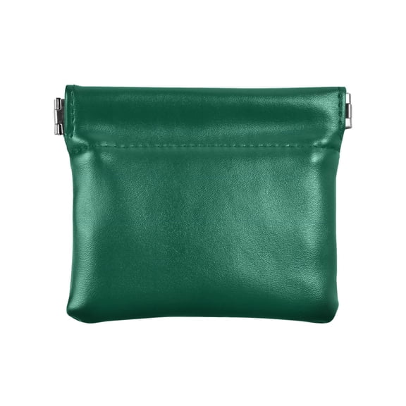 JIALIOU Leather Coin Purse Pouch No Zipper Small Dark Green Makeup Bag for Women Men Cosmetics Jewelry 4.3x3.7 inch