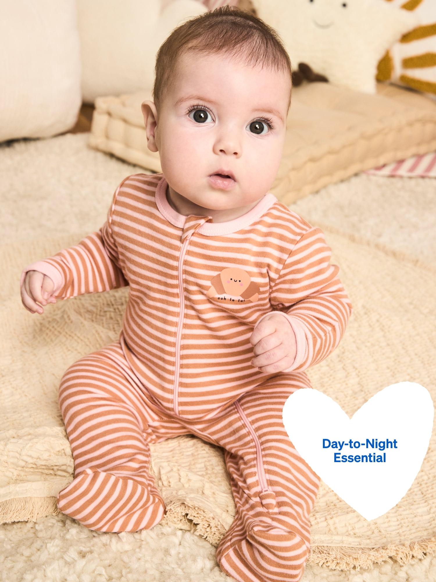 Garanimals Newborn & Baby 100% Cotton Footed Sleep & Play, Sizes Newborn–9M, 2-Pack