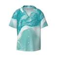 thumbnail image 4 of Salouo Teal Turquoise 1 Pattern Cuban Collar Shirts for Men Button-Down Shirt Men's Short Sleeve Shirts Hawaiian Shirts Casual Shirts -X-Large, 4 of 6