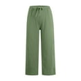 thumbnail image 6 of LEBONYARD Women's Wide Leg Pants with Pockets Lightweight,Wide Leg Pants for Women Clearance with Pockets,Women's Solid Color Fashionable Drawstring Loose Casual Wide Leg Long Pants Green S, 6 of 6