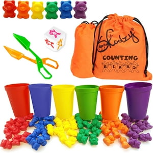 Skoolzy Counting Bears Set - 70 Pc Color Sorting Sensory Toys for Toddlers 3-4 - Montessori Toys for 3 Year Old - Autism Toys for Toddlers 3-4 - Color Sorting Toys for Toddlers Learning + Education