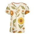 thumbnail image 5 of Xfvqtps Scrub Tops for Women Sunflower Printed Soft V-Neck Scrubs Comfortable Lightweight Nursing Uniforms Casual Printed Short Sleeve Nurse Top Working Uniforms with Pockets Yellow, 5 of 5