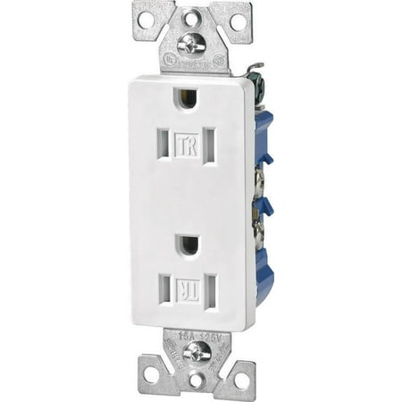 Cooper TR1107W Decorative Tamper Resistant Duplex Receptacle, 125 V, 15 A, 2 Pole, 3 Wire, White