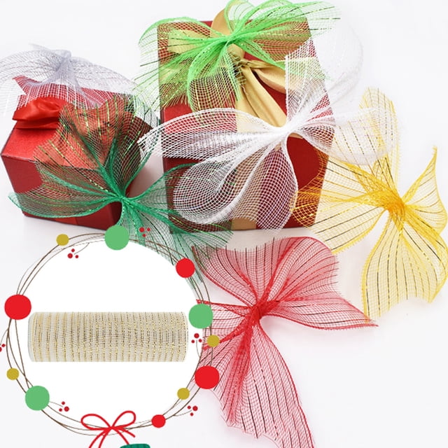 Poly Mesh Ribbon With Metallic Foil Each Roll For Wreaths Swags Bows Wrapping And Decorating