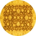 thumbnail image 1 of Ahgly Company Machine Washable Indoor Round Oriental Yellow Traditional Area Rugs, 4' Round, 1 of 4