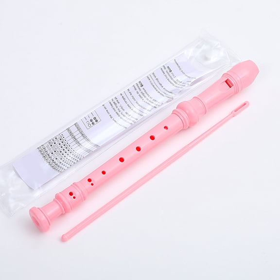 PTOOTP 1Set Lightweight Pink Soprano Recorder Plastic Music Instrument 8 Holes Comfortable