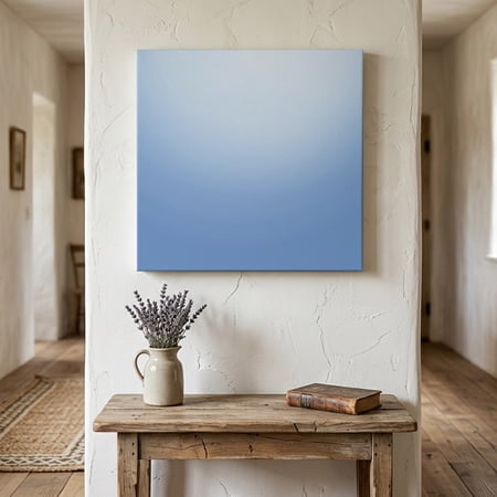 Ships Next Day Canvas Wall Art 10 x10 Blue Ombre Wood Framed Canvas Print Painting Modern Minimalist Gradient Ready to Hang Small Picture Wall Decor for Home Kitchen Nursery Office