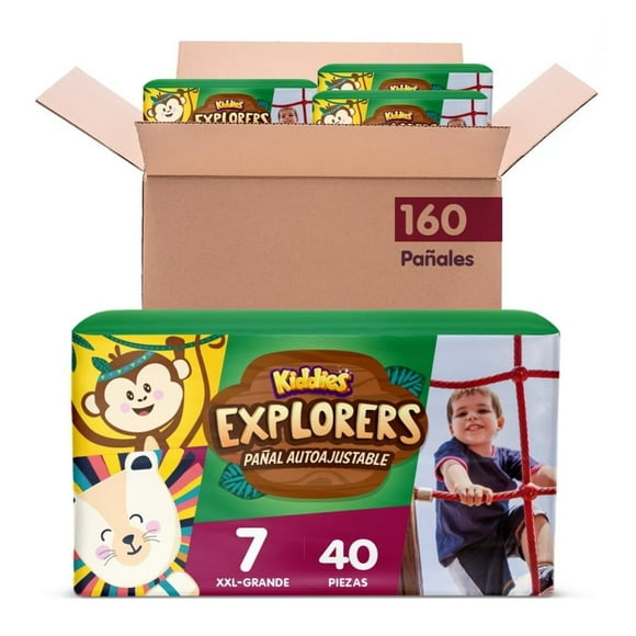 Pañal Autoajustable Kiddies Explorers Etapa 7 160 piezas