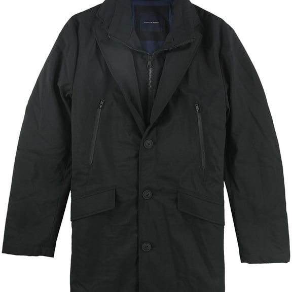 Tommy Hilfiger Mens Robert Raincoat, Black, 38 Short